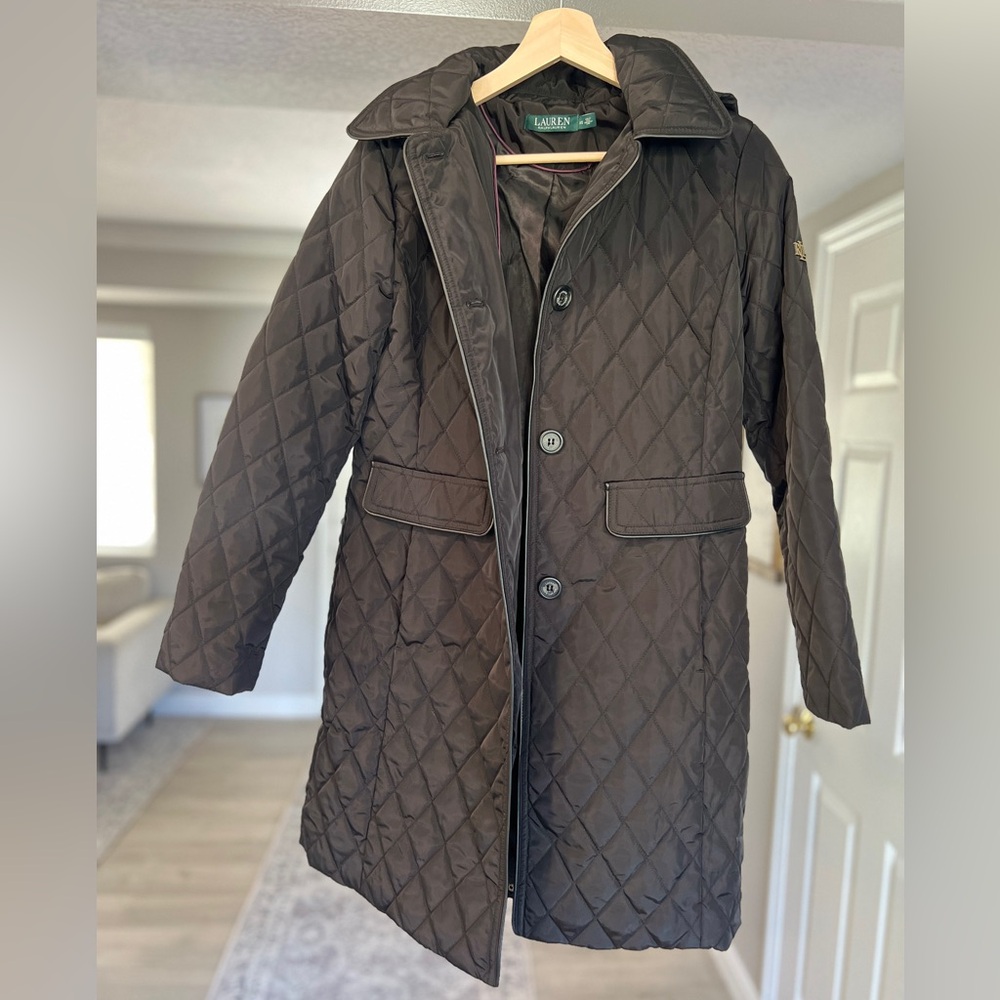 Ralph Lauren quilted mid-length jacket, black, women’s XS